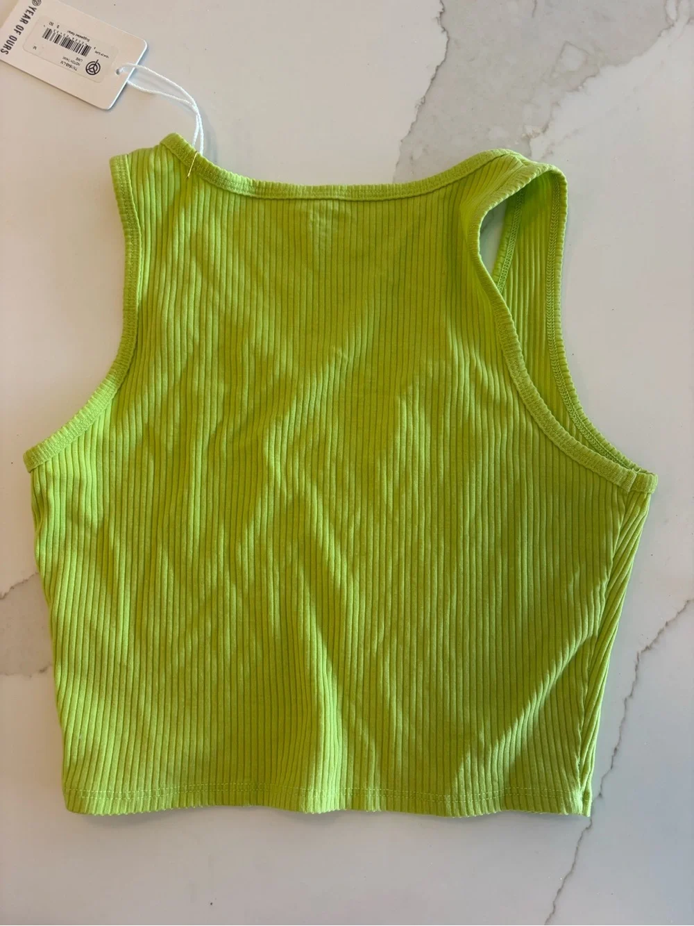 Year of Ours Neon Lime Ribbed V-Notch Crop Tank & matching leggings
